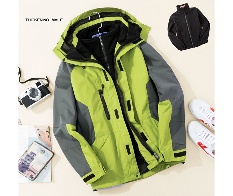 Two-piece Detachable Outdoor Jackets Mountain Fleece Warm Ski Jacket Softshell Waterproof Mens Jacket Coats for Winter