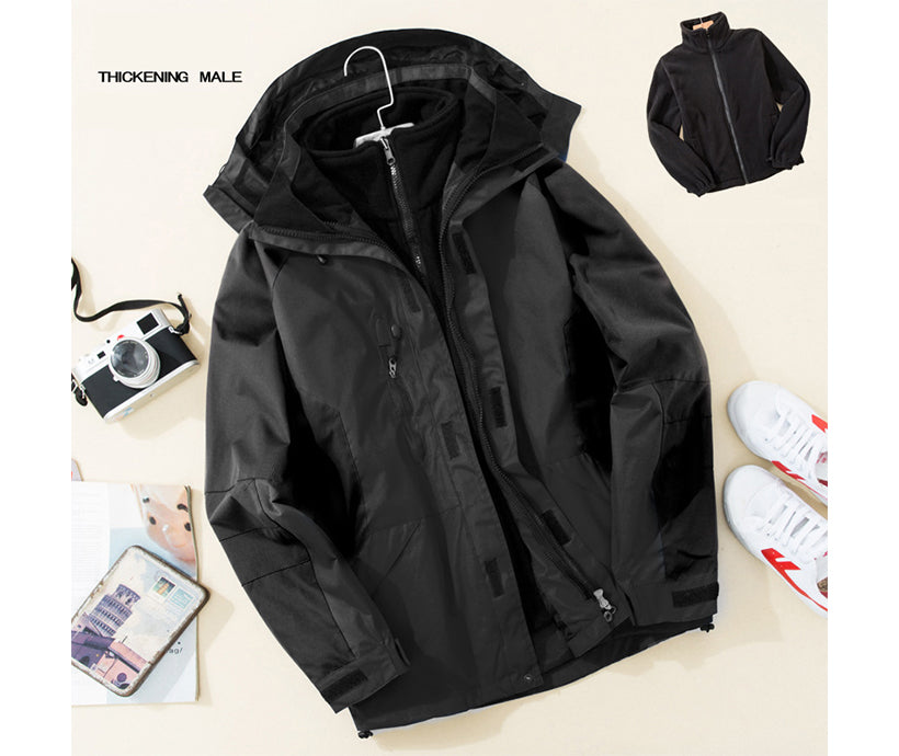 Two-piece Detachable Outdoor Jackets Mountain Fleece Warm Ski Jacket Softshell Waterproof Mens Jacket Coats for Winter