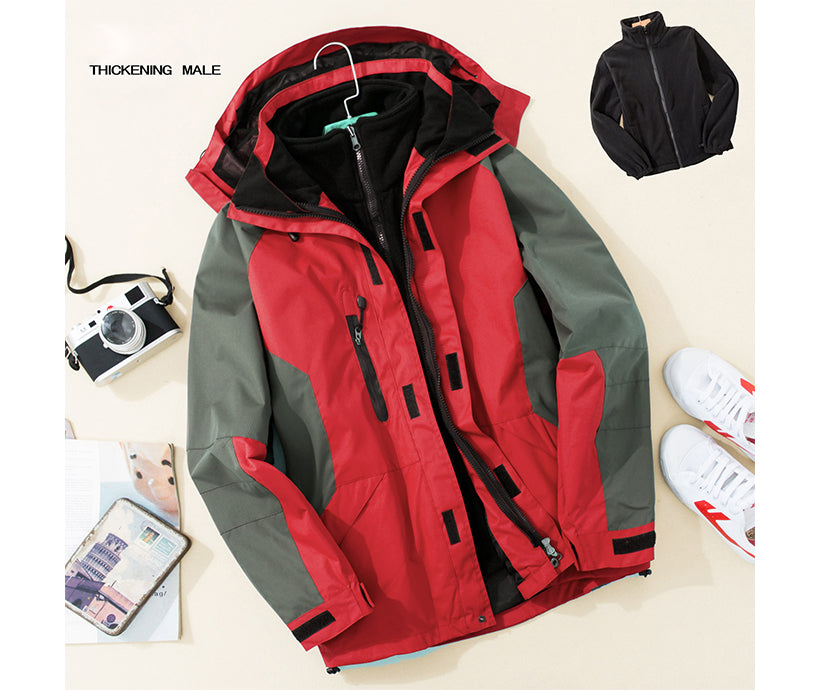 Two-piece Detachable Outdoor Jackets Mountain Fleece Warm Ski Jacket Softshell Waterproof Mens Jacket Coats for Winter