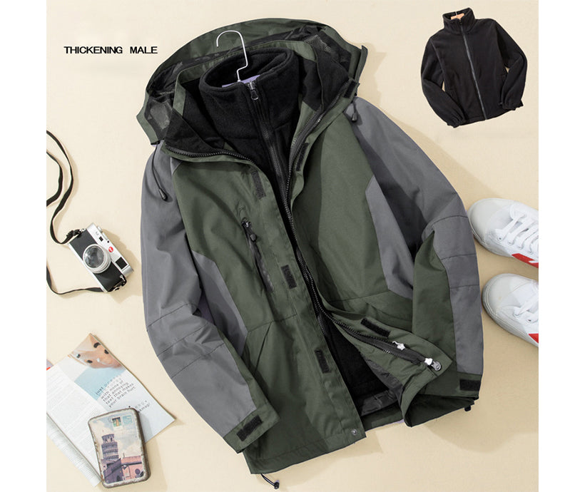 Two-piece Detachable Outdoor Jackets Mountain Fleece Warm Ski Jacket Softshell Waterproof Mens Jacket Coats for Winter