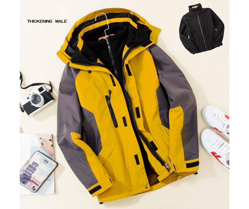 Two-piece Detachable Outdoor Jackets Mountain Fleece Warm Ski Jacket Softshell Waterproof Mens Jacket Coats for Winter
