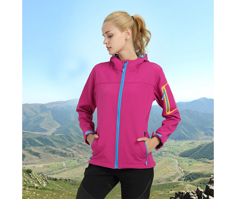 Outdoor Soft Shell Couple Jackets Waterproof Skiing Jacket for Camping Running