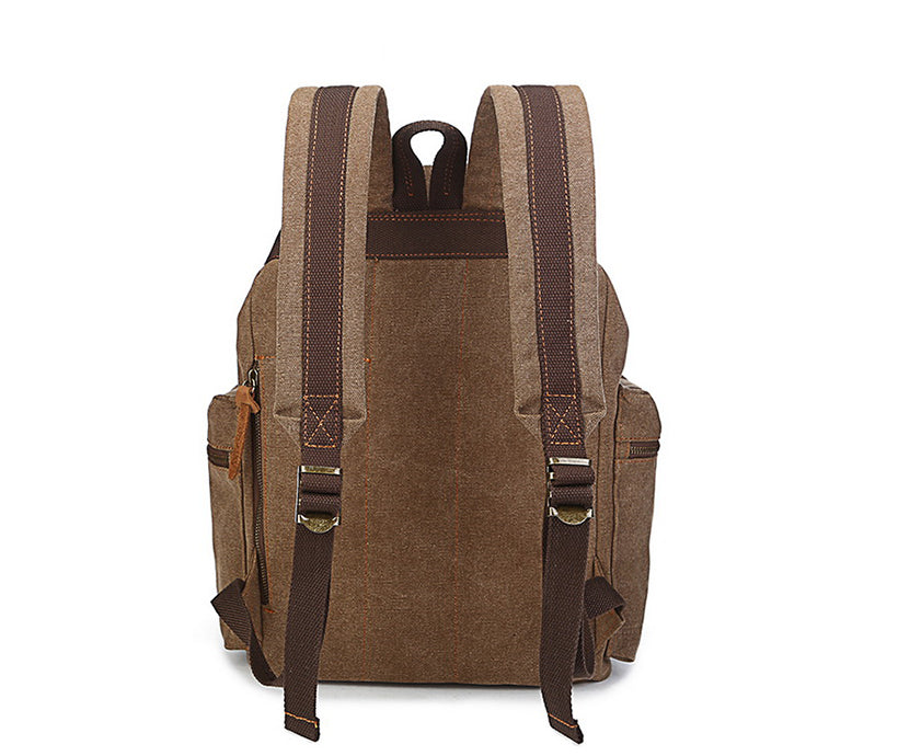 12 inch pad Adjustable Shoulder Pu Leather Bucket Traveling Mountaineering Drawstring Climbing Large Carrying Canvas Backpack