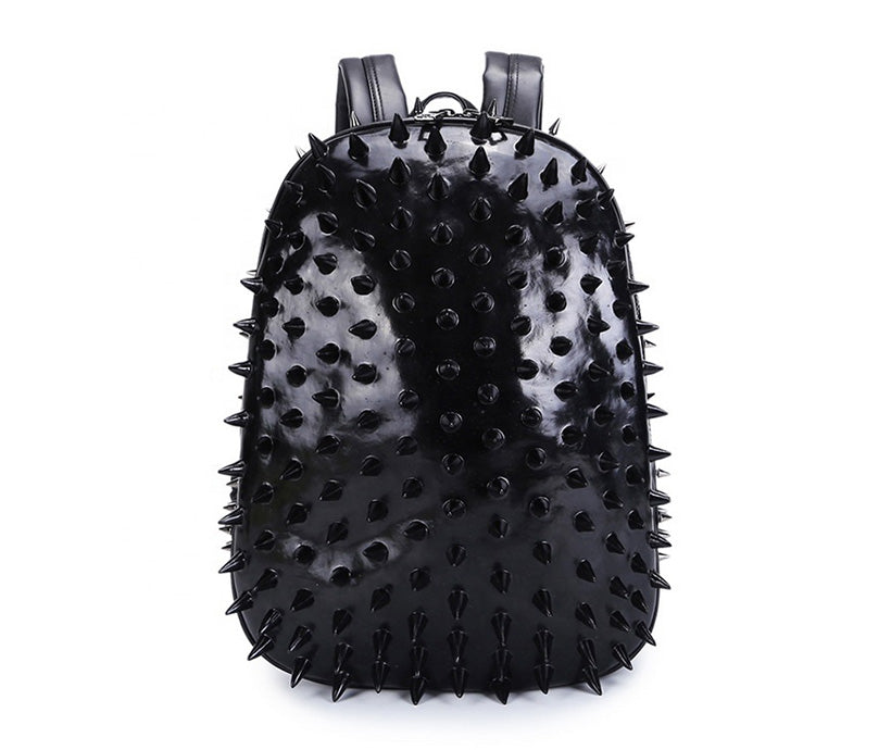 3D Hedgehog PU Leather Large Container Double-shoulder Rivet School Sports Notebook Bag Computer Backpack