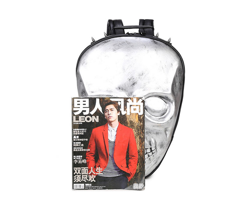 Halloween Scary Face 3D Design Golgo Man Double-shoulder Rivet Sports Notebook Bag Computer Backpack