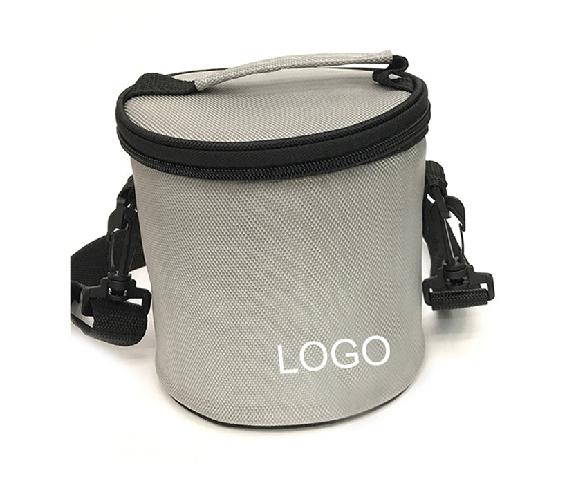 Gray Round Lunch Box Outdoor Theramal Cooler Bags