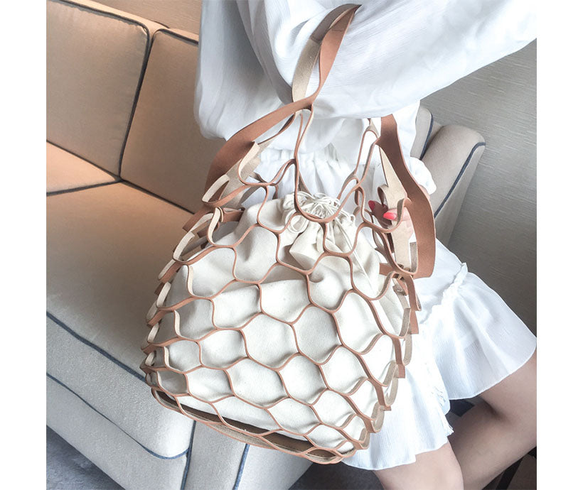 Wholesale Custom Woman Hot Korean Fishnet Shoulder Bag Handbag Hollow Beach Bag