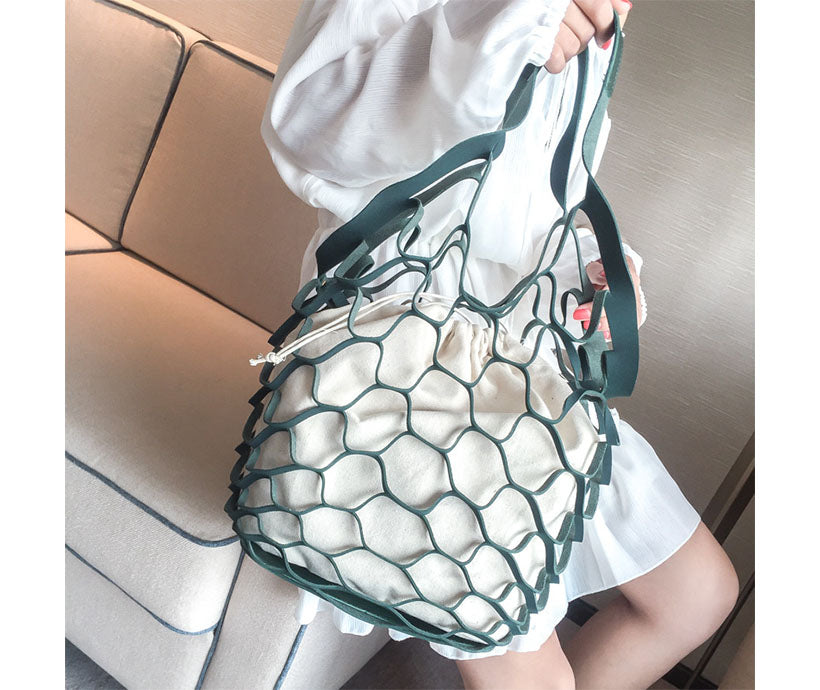 Wholesale Custom Woman Hot Korean Fishnet Shoulder Bag Handbag Hollow Beach Bag