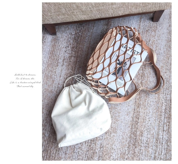 Wholesale Custom Woman Hot Korean Fishnet Shoulder Bag Handbag Hollow Beach Bag