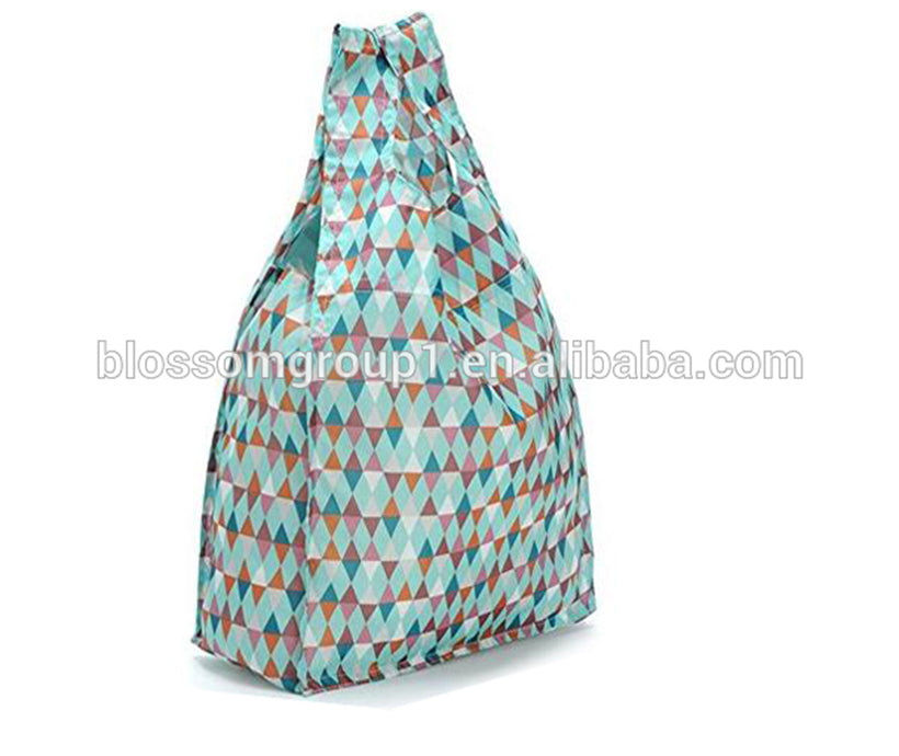 Fashion Style Promotional Eco friendly Foldable Reusable Fancy 100% Ripstop Thick Nylon Shopping Bag With Handle