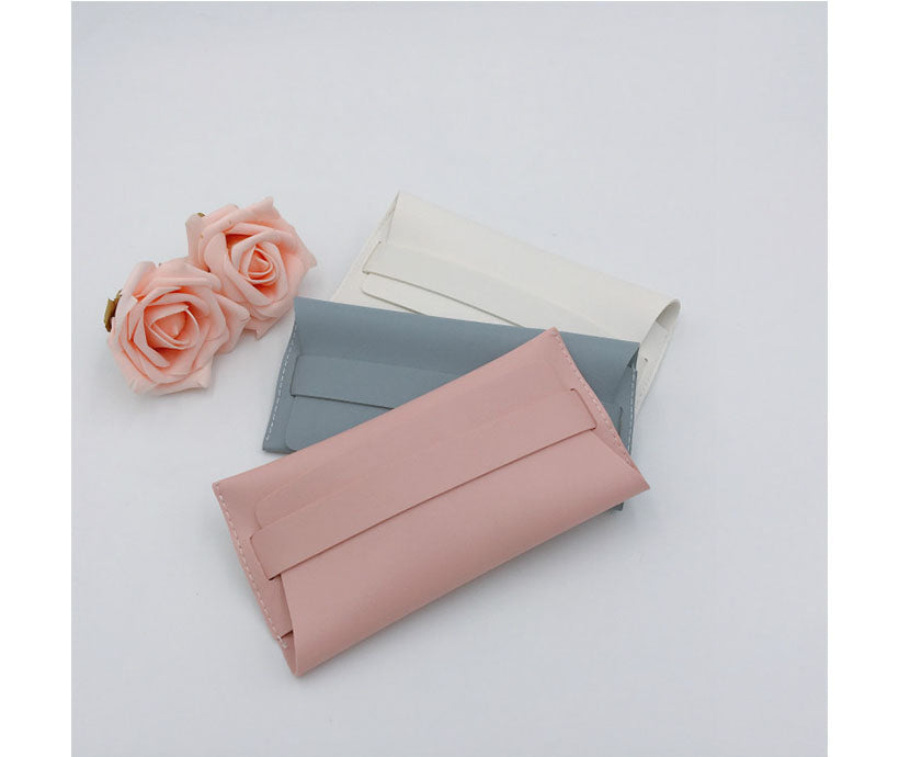 Eco friendly Custom LOGO Promotional Cool Breeze Solid Color Pink Soft Leather Sunglasses Pouch Case Bag