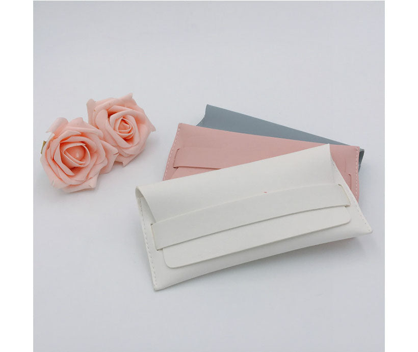 Eco friendly Custom LOGO Promotional Cool Breeze Solid Color Pink Soft Leather Sunglasses Pouch Case Bag