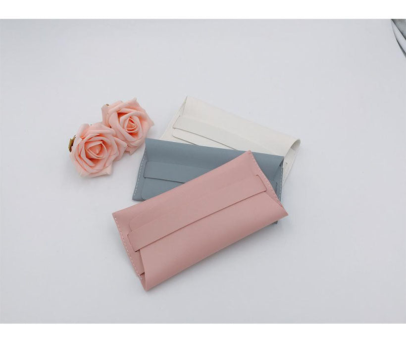 Eco friendly Custom LOGO Promotional Cool Breeze Solid Color Pink Soft Leather Sunglasses Pouch Case Bag