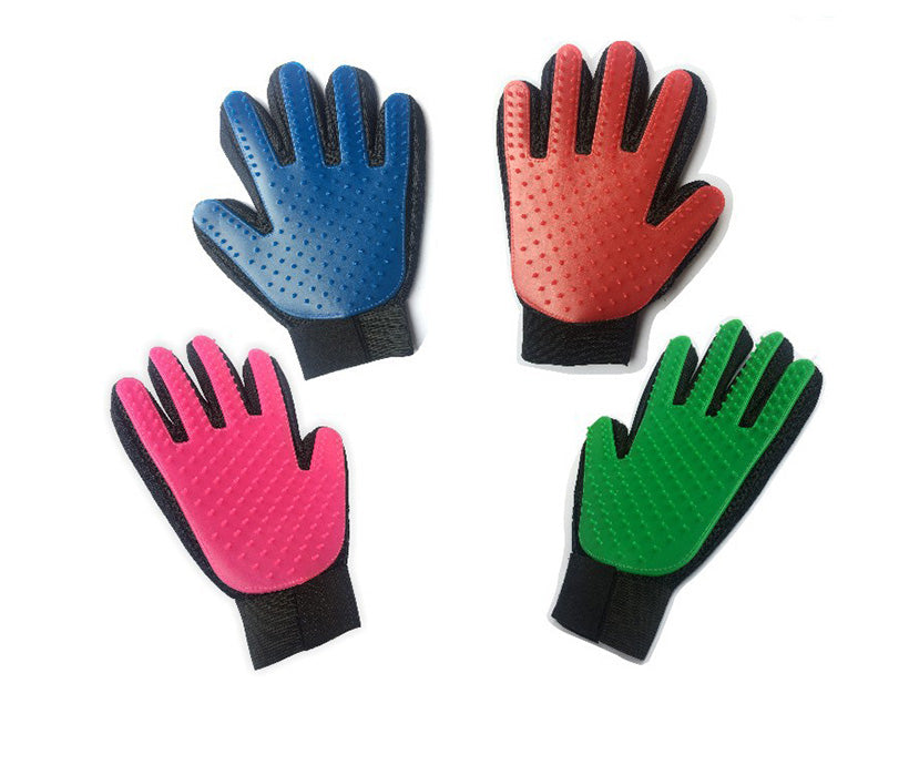 Pet Hair Remover Glove Five Fingers Pet Bathing Brush Tool Blue Silicone Grooming Glove Pet Hair Remover