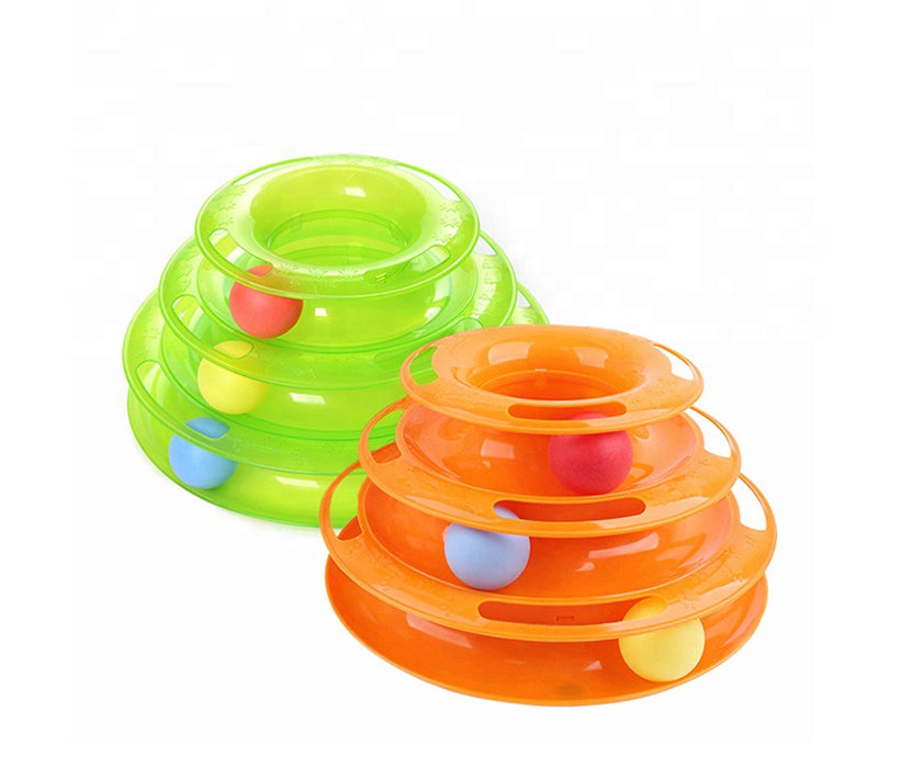 Plastic 3 Levels Cat Toy Mouse Cat Toy Tower of Tracks Pet Toy With Balls