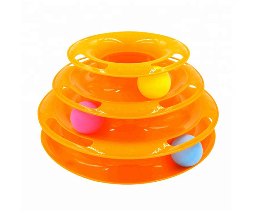 Plastic 3 Levels Cat Toy Mouse Cat Toy Tower of Tracks Pet Toy With Balls