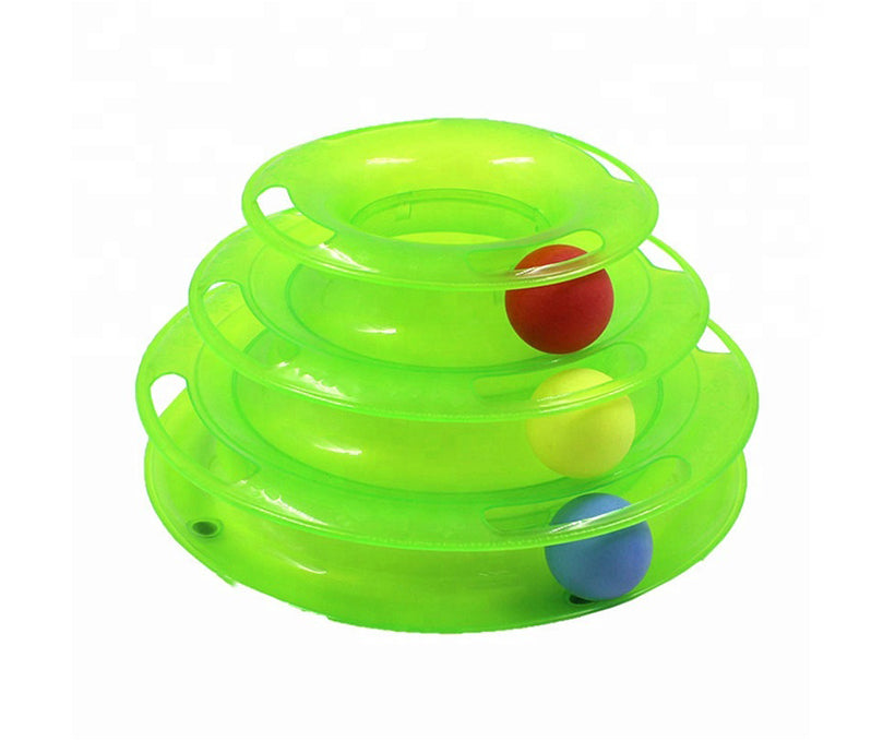 Plastic 3 Levels Cat Toy Mouse Cat Toy Tower of Tracks Pet Toy With Balls
