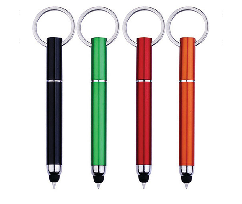 Customized Stylus Touch Ballpoint Writing Springs Pen with Keychain