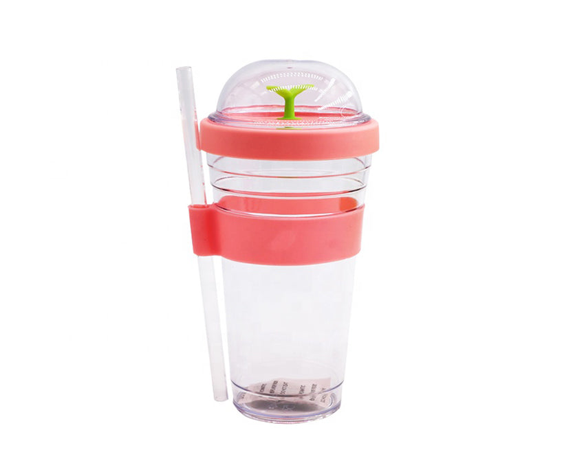Plastic tumbler with straw and lid new style grass juice tumbler