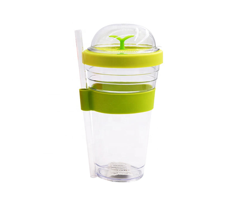 Plastic tumbler with straw and lid new style grass juice tumbler