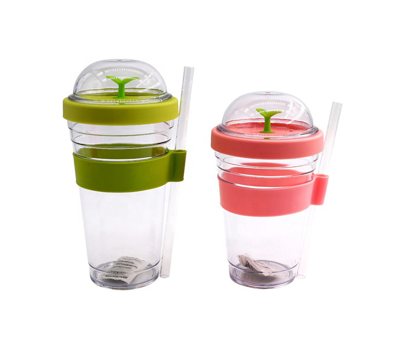 Plastic tumbler with straw and lid new style grass juice tumbler