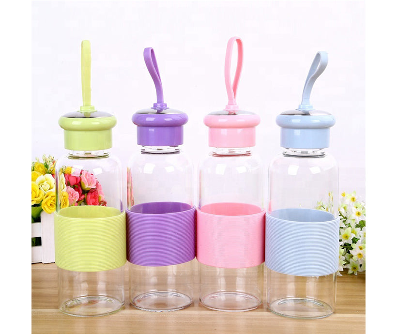 Wholesale 500ML Portable glass water bottle for travel