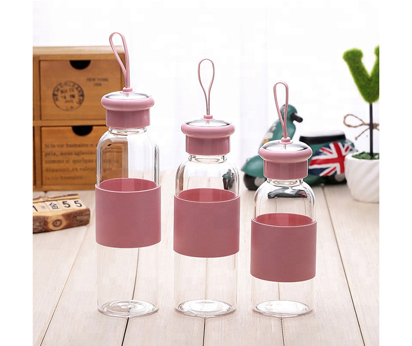 Wholesale 500ML Portable glass water bottle for travel