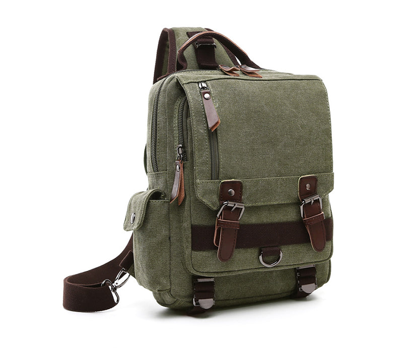 New Trendy Men's Slanting Across Multi-Pockets Chest Bag Canvas Interface Cycling Backpack Bags