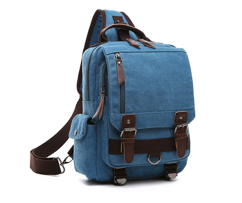 New Trendy Men's Slanting Across Multi-Pockets Chest Bag Canvas Interface Cycling Backpack Bags