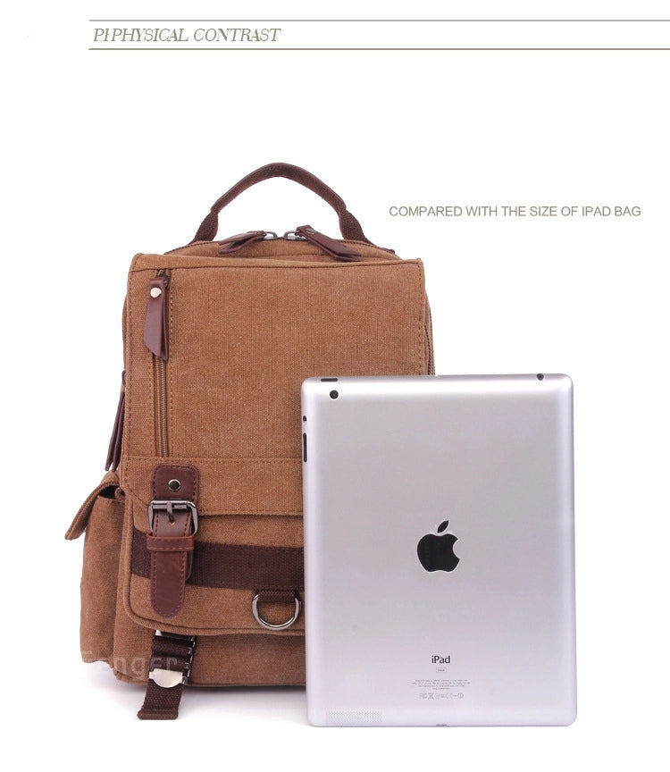 New Trendy Men's Slanting Across Multi-Pockets Chest Bag Canvas Interface Cycling Backpack Bags