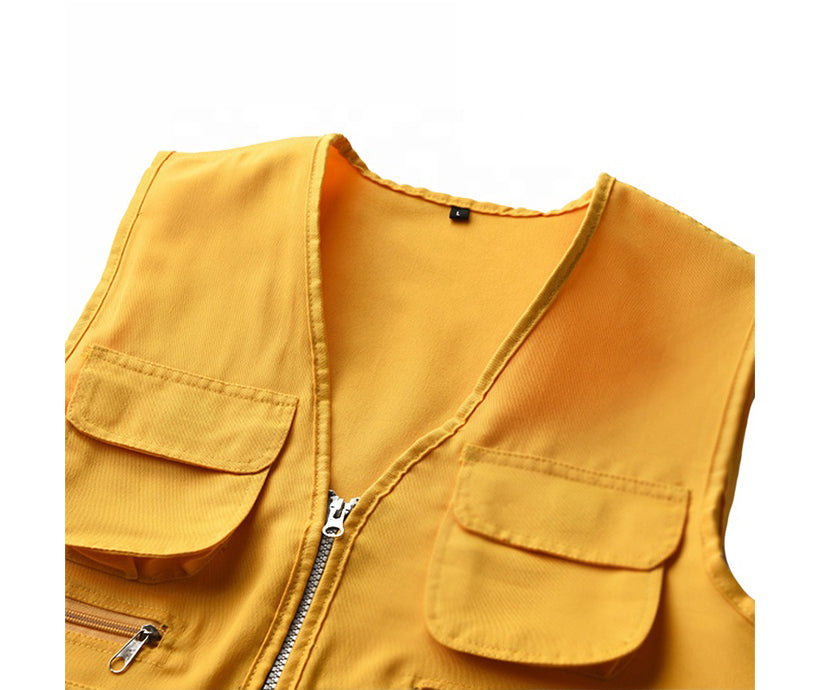 Men's Multi Pockets Outdoor Vest Waistcoat For Camping Photography Volunteer Promotional Advertising Vest Bib