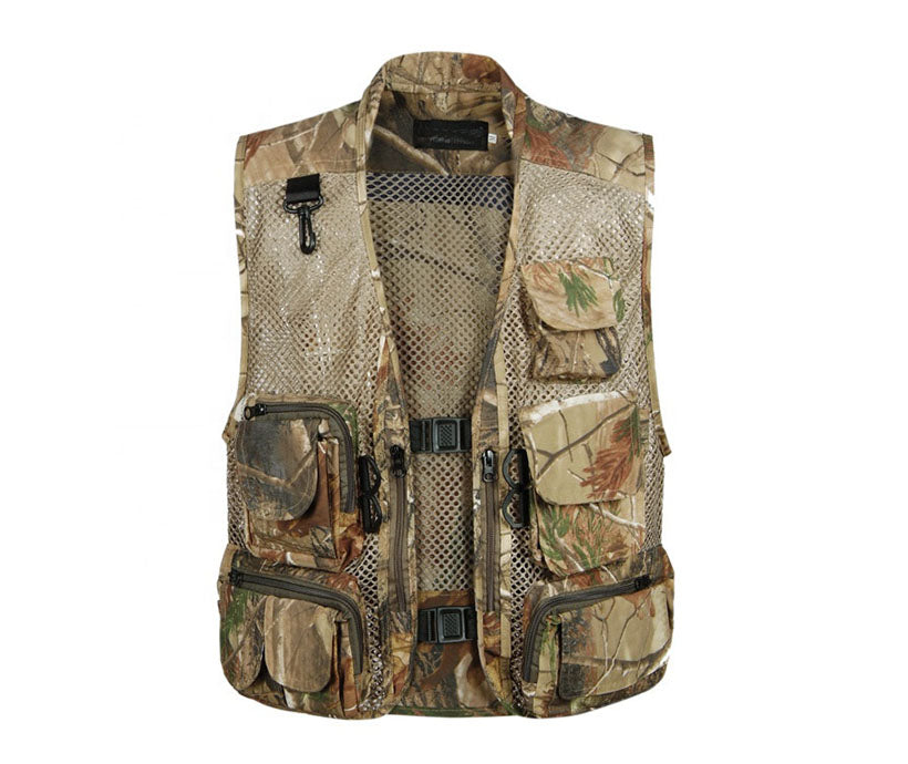 Men's outdoor travel design windproof camo military camouflage fly multi pocket fishing vest
