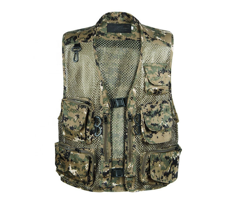 Men's outdoor travel design windproof camo military camouflage fly multi pocket fishing vest