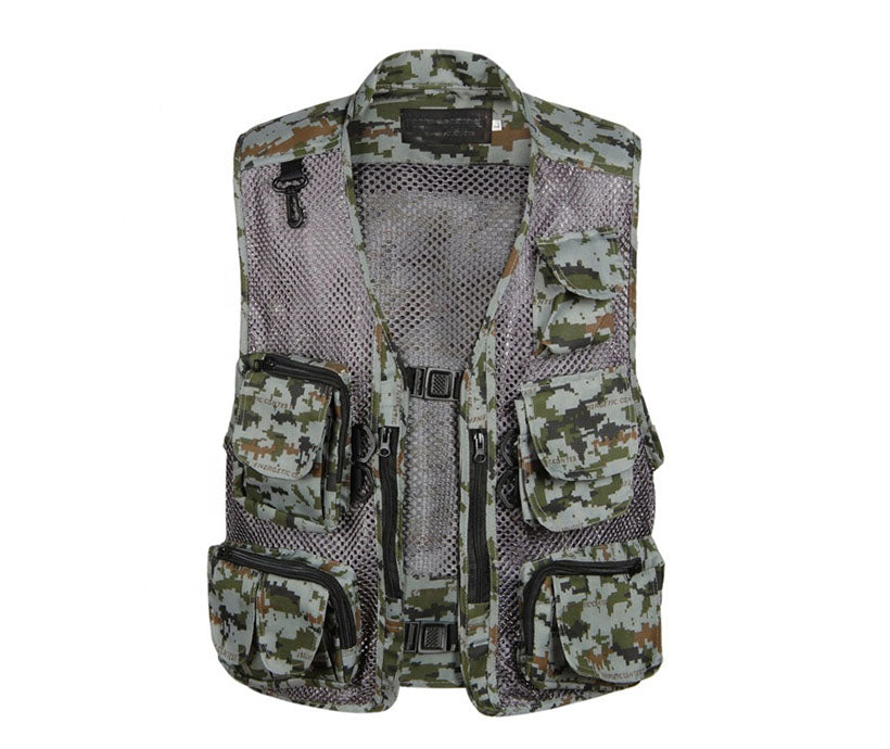 Men's outdoor travel design windproof camo military camouflage fly multi pocket fishing vest