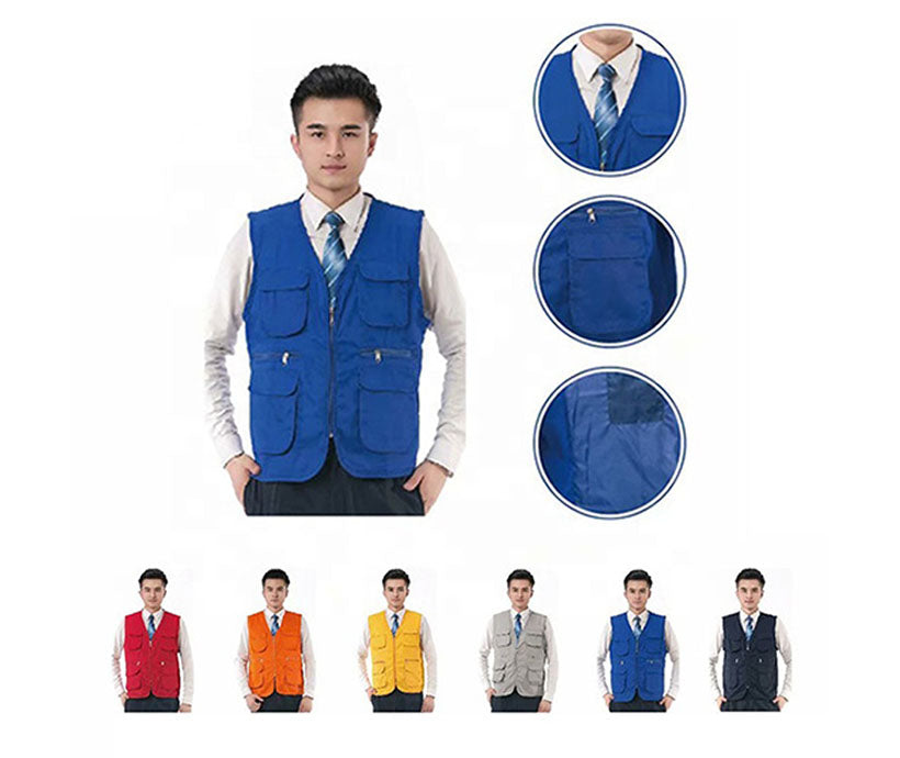 High quality multi pockets slim fit Volunteer men's sleeveless work vests