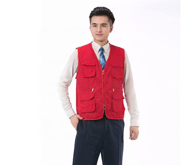 High quality multi pockets slim fit Volunteer men's sleeveless work vests