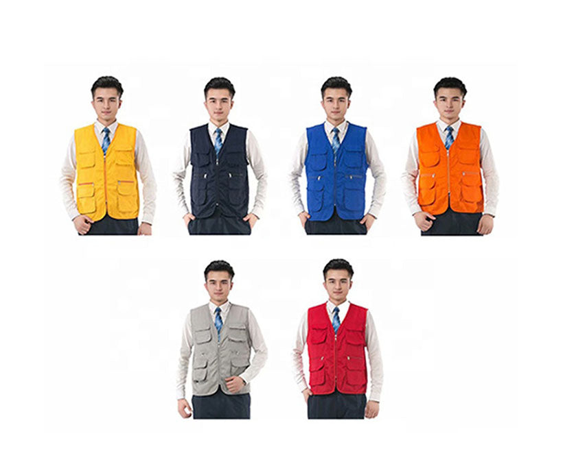 High quality multi pockets slim fit Volunteer men's sleeveless work vests