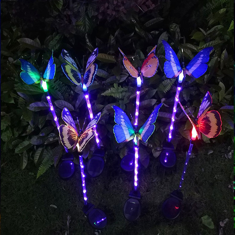 New Design LED Floor Lamp for Home Courtyard Solar Powered Landscape Light for Garden and Theme Park Lawn Butterfly Shaped