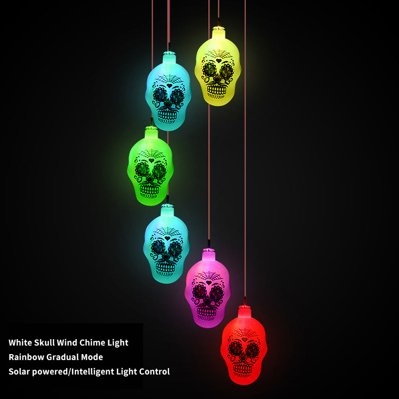 LED Outdoor Solar Wind Chime Light Waterproof Wind Turning Hanging Lights for Halloween Ornament