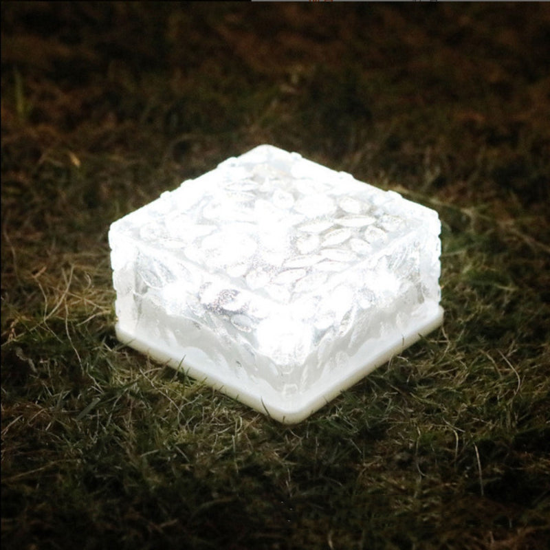 LED Solar Waterproof Lawn Light Crystal Brick Shaped Ground Plug Light for Courtyard Decoration