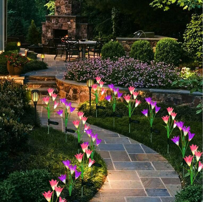 Outdoor Waterproof LED Solar Simulated Flower Light Landscape Lawn Lights for Garden Decoration
