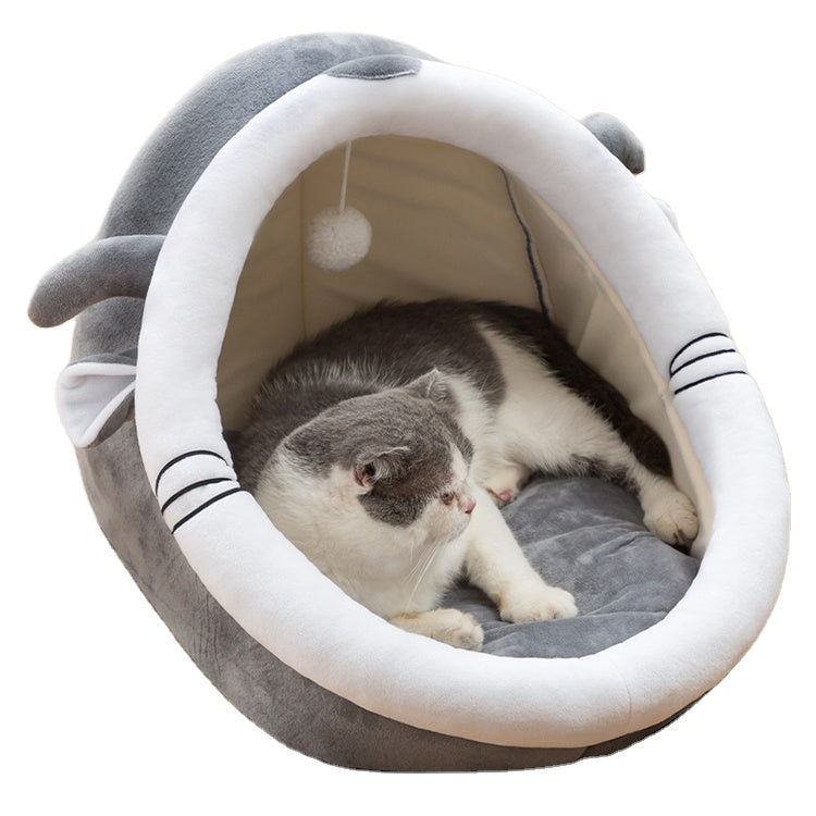 New Interactive Animal Model Nest Sleep and Play in a Pet House Semi-closed Soft Cat Bed