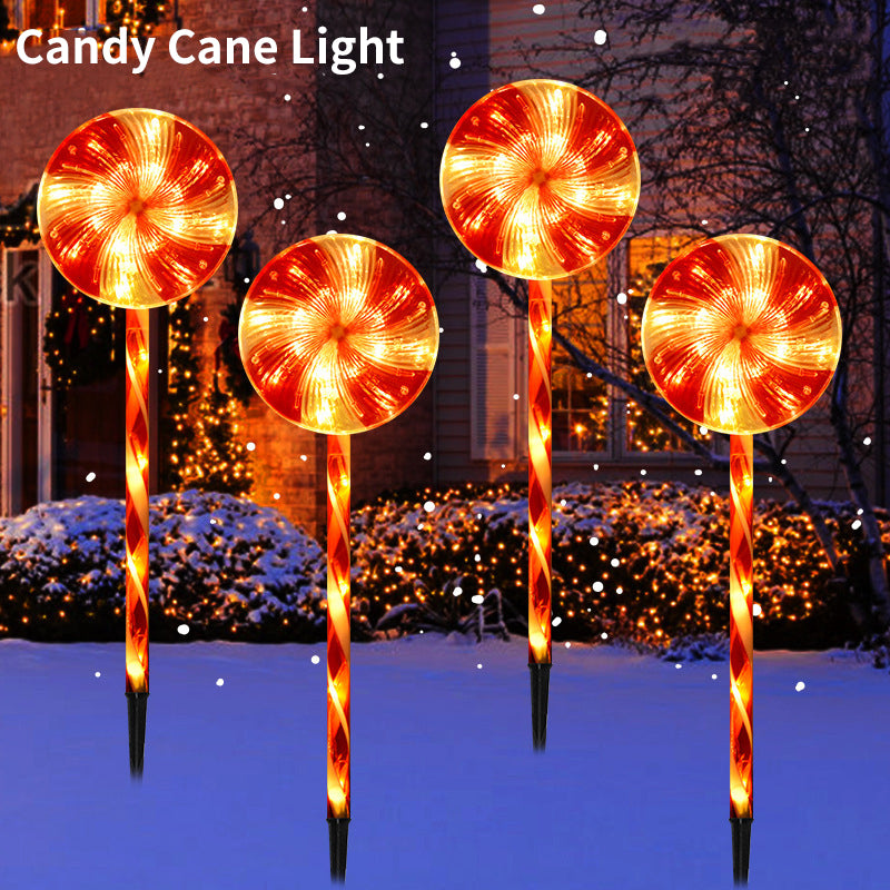 Candy Shape Solar Light Outdoor Waterproof LED Lollipop Stick Lawn Light for Festival Decoration