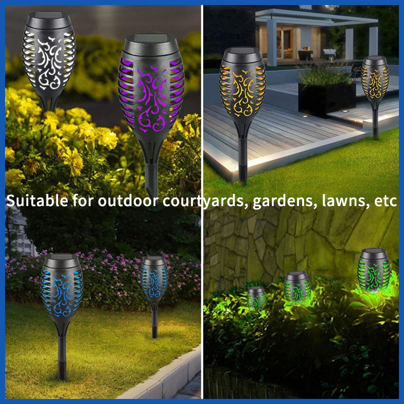 Waterproof LED Outdoor Solar Light Landscape Plug in Light Mini Torch Light with Patterns for Courtyard Decorative