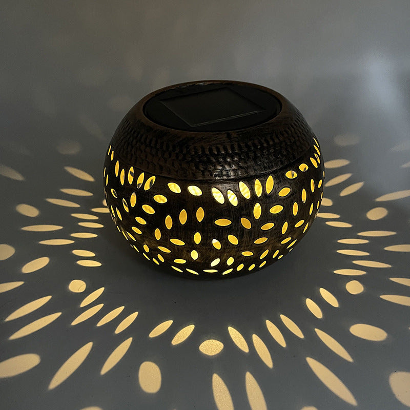 Solar Courtyard Lights Hollow Metal Desktop Decorative Lamp for Garden Landscape Ornaments