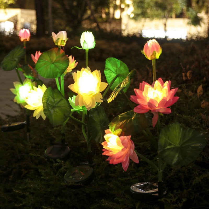Waterproof LED Solar Pathway Light Outdoor Flower Shaped Landscape Lawn Lights for Garden Decoration