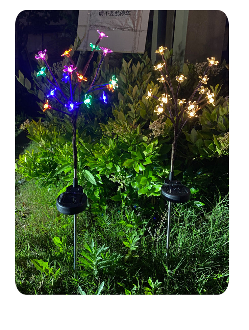 Wholesales LED Solar Tree Branch Light Outdoor Simulation Green Plant Plug-in Light Lawn Light