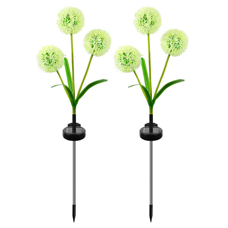 New Style LED Solar Three-headed Scallion Flower Ball Grass Plug-in Light Outdoor Simulation Green Plant Lawn Light