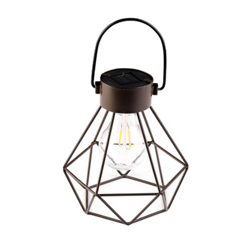 Solar Iron Retro Lantern LED Light Hanging Lighting Tungsten Filament Lamp Waterproof Outdoor Courtyard Decorative Light