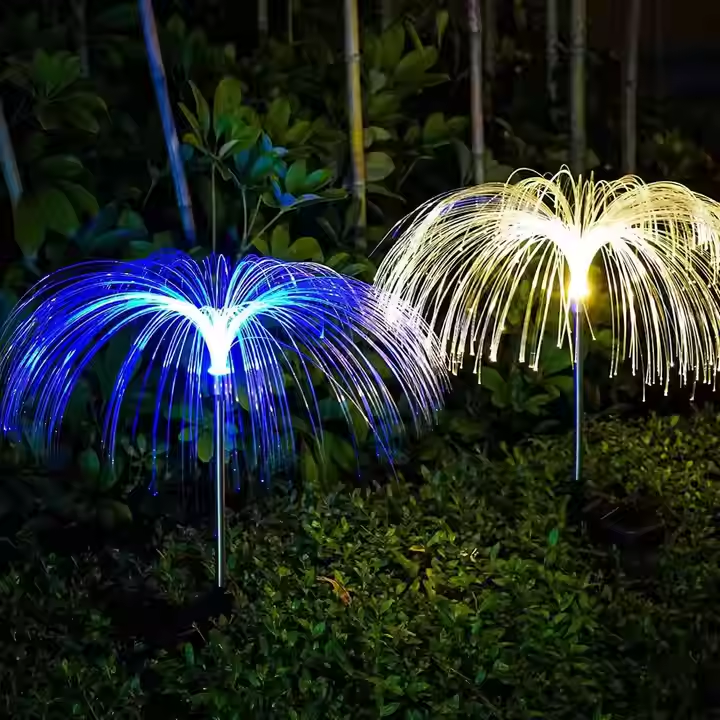 Solar Jellyfish Lamp 7 Color Changing Fiber Waterproof Fireworks Lamp Courtyard Decoration Atmosphere Light